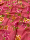 Chiffon Floral Print Saree Peach In Colour