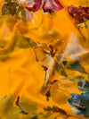 Chiffon Floral Print Saree Mustard-Yellow In Colour