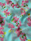Chiffon Floral Print Saree Light-Blue In Colour