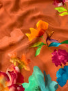 Crepe Floral Print Saree Rust In Colour