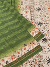 Crepe Floral Print Saree Mehendi-Green In Colour