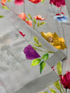 Crepe Floral Print Saree Grey In Colour