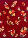 Crepe Floral Print Saree Dark-Red In Colour