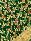Georgette Banarasi Saree Bottle-Green In Colour