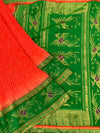 Paithani Bandhani Saree Red In Colour