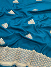 Mashru Silk Saree Teal-Blue Colour