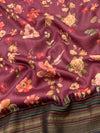 Tussore Prints Saree Magenta-Pink In Colour
