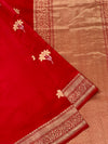 Chanderi Silk Saree Red In Colour