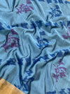 Soft Silk Saree Greyish-Blue In Colour