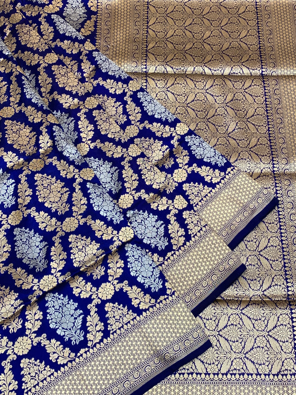 Banarasi Kadwa Weave Silk Saree Blue In Colour