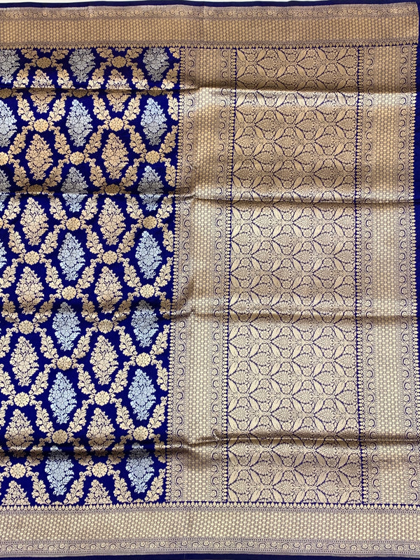 Banarasi Kadwa Weave Silk Saree Blue In Colour
