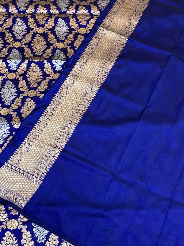 Banarasi Kadwa Weave Silk Saree Blue In Colour