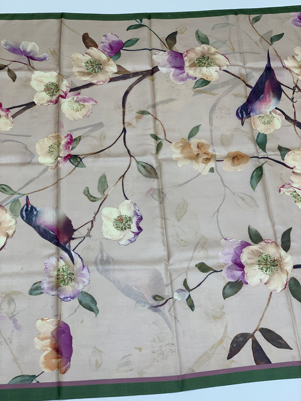 Tussore Printed Saree Light Pastel-Peach In Colour