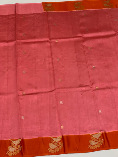 Chanderi Silk Saree Peach In Colour
