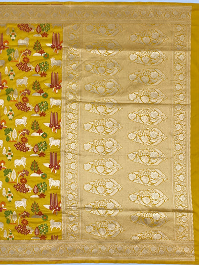 Banarasi Silk Saree Mustard In Colour