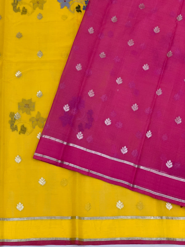 Zari Kota Saree Mango-Yellow In Color