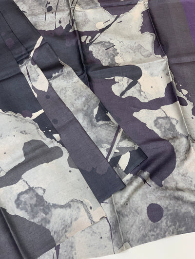 Tussore Printed Saree Elephant-Grey In Colour