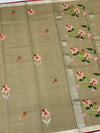 Zari Kota Saree Olive-Green In Color