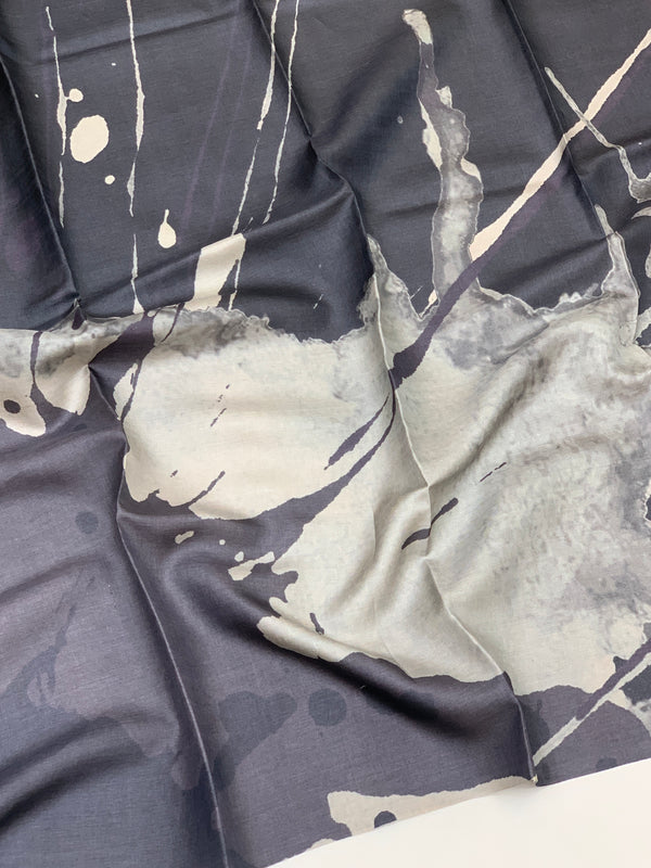 Tussore Printed Saree Elephant-Grey In Colour