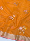 Zari Kota Saree Orange In Color