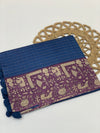 Blue Tussore Saree With Folk Traditional Printed Border