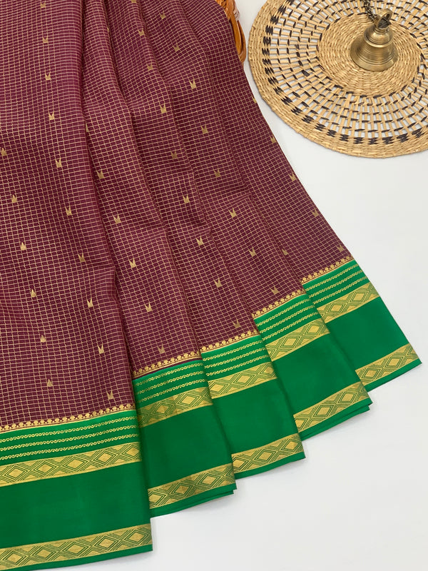 Mysore Silk Saree Wine In Colour