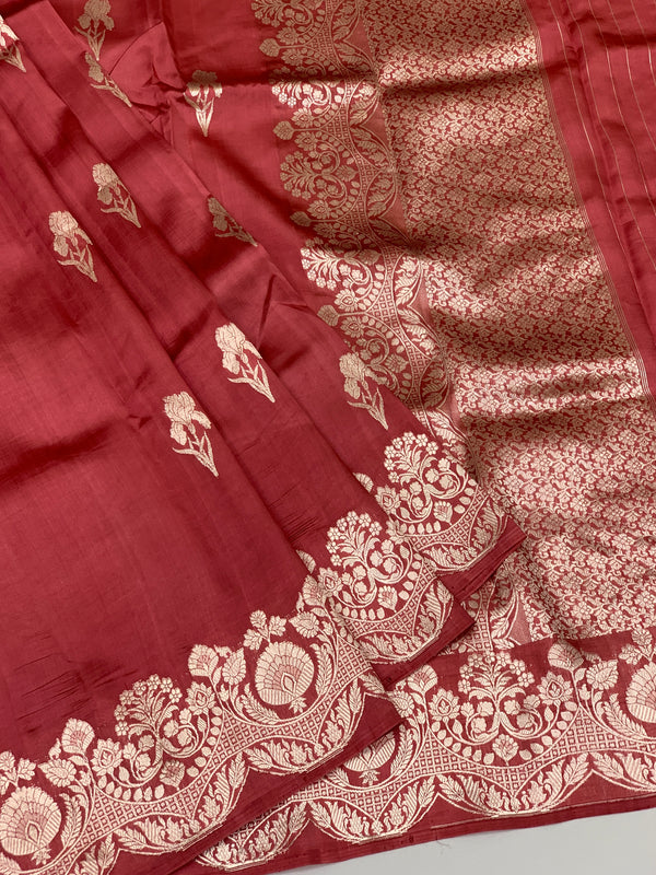 Chanderi Silk Saree Onion-Pink In Colour