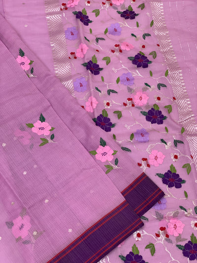 Zari Kota Saree Lavender In Color
