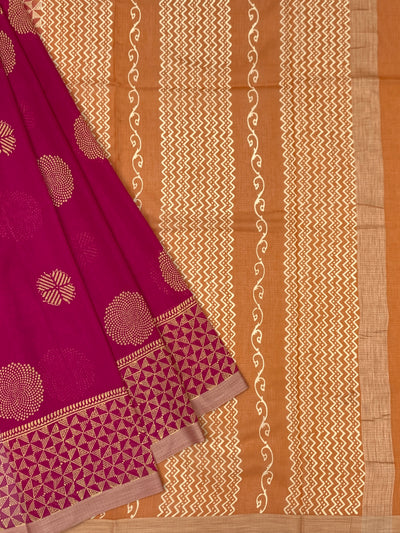Elegant Pink Digital Floral Printed Kota Cotton Saree