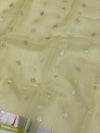 Zari Kota Saree Light Lemon-Yellow In Color