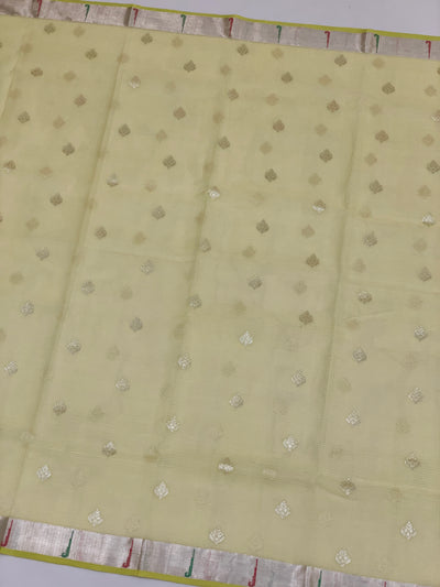 Zari Kota Saree Light Lemon-Yellow In Color