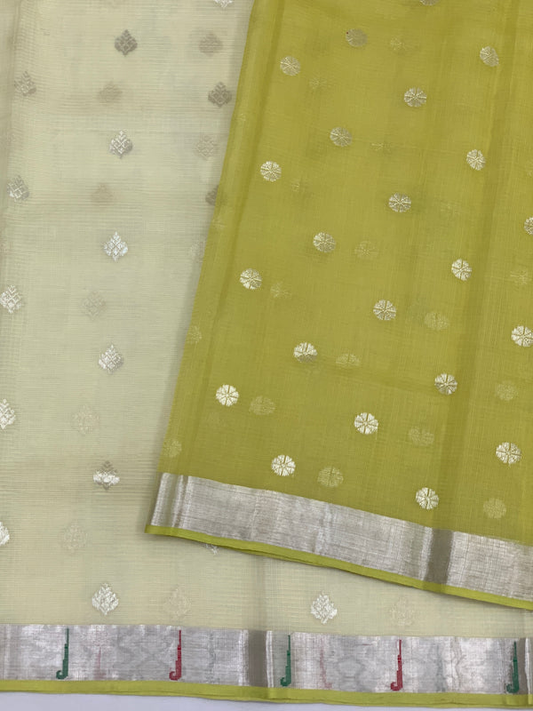 Zari Kota Saree Light Lemon-Yellow In Color