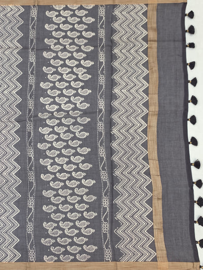 Elegant Hand-Block Printed Cotton Kota Saree