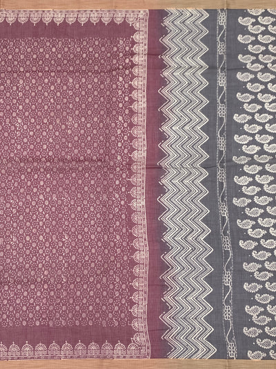 Elegant Hand-Block Printed Cotton Kota Saree