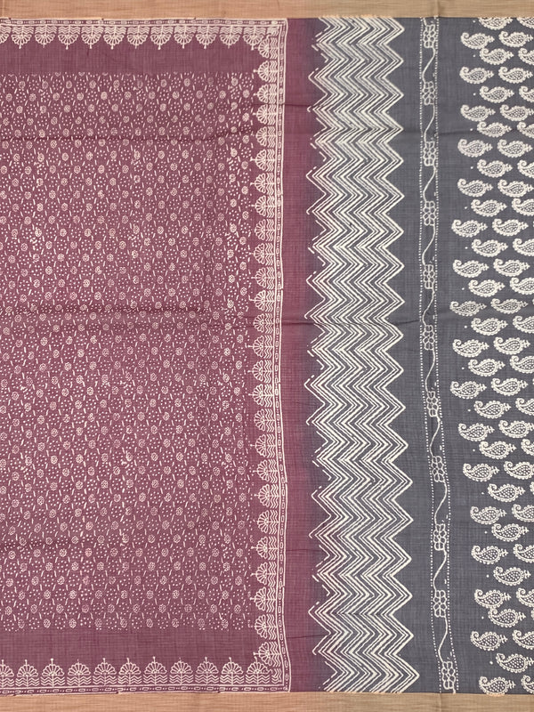 Elegant Hand-Block Printed Cotton Kota Saree