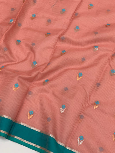 Zari Kota Saree Peach In Color