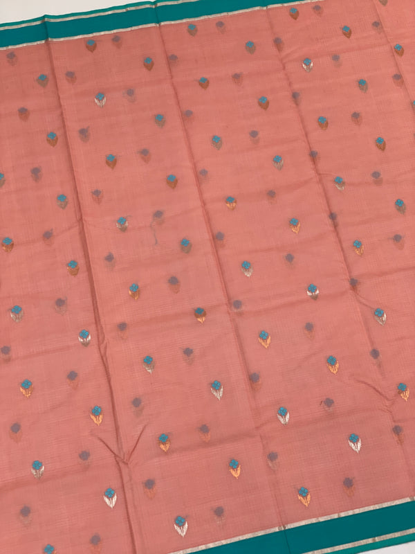 Zari Kota Saree Peach In Color