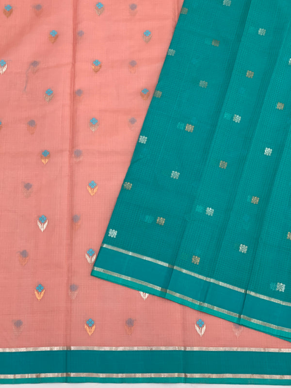 Zari Kota Saree Peach In Color