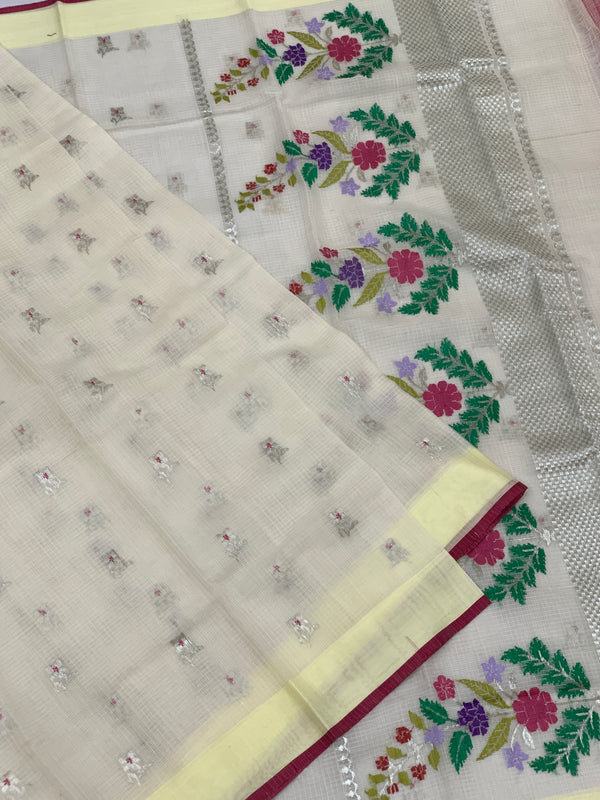 Zari Kota Saree Half-White In Color