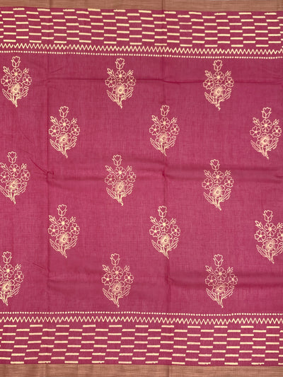 Elegance in Pink: Cotton Kota Doria Saree
