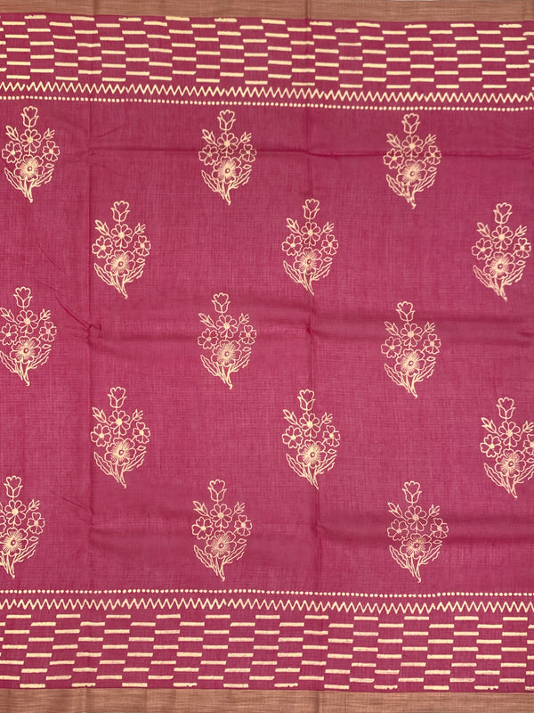 Elegance in Pink: Cotton Kota Doria Saree
