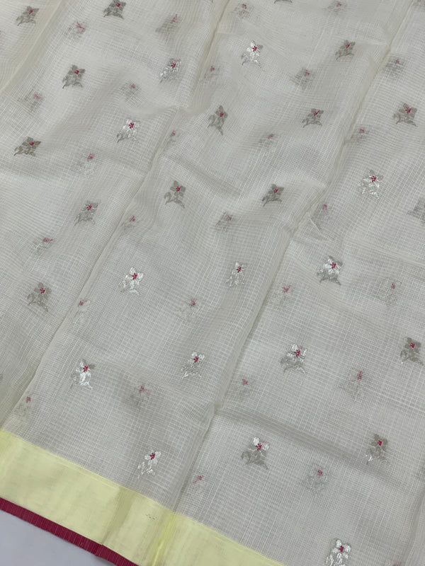 Zari Kota Saree Half-White In Color