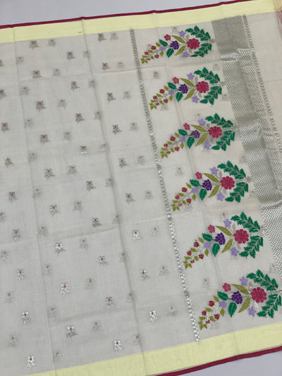 Zari Kota Saree Half-White In Color