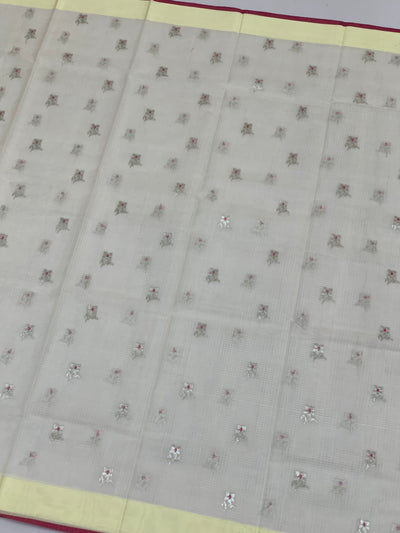 Zari Kota Saree Half-White In Color