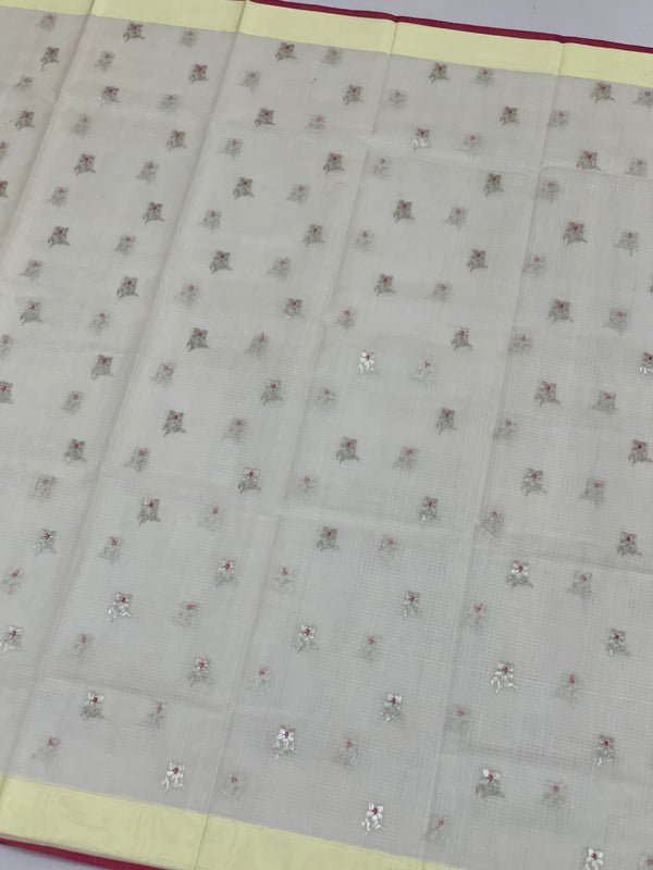 Zari Kota Saree Half-White In Color