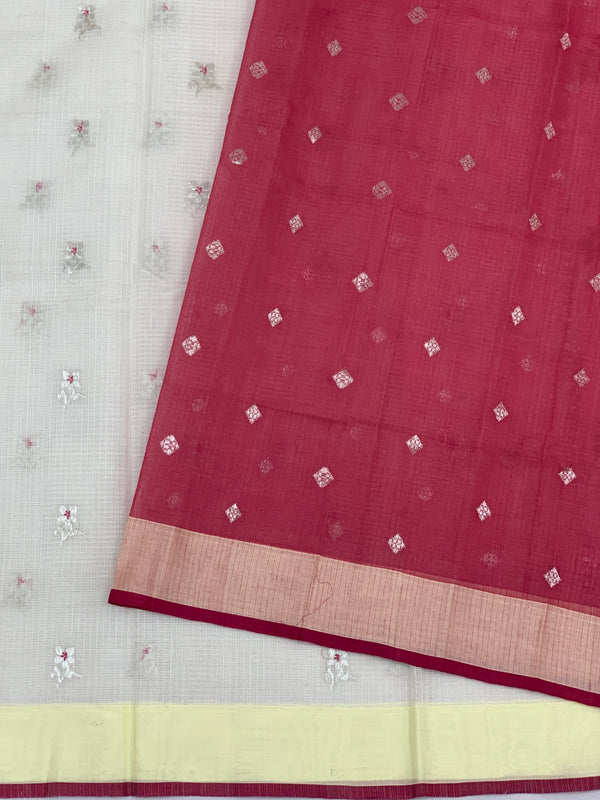 Zari Kota Saree Half-White In Color
