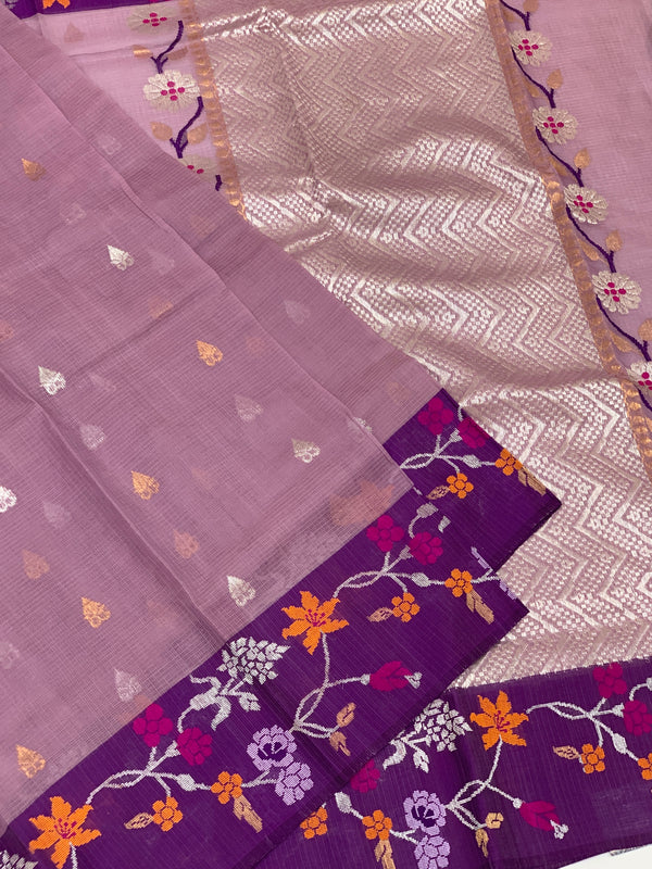 Zari Kota Saree Mauve In Color