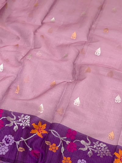 Zari Kota Saree Mauve In Color