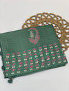 Exquisite Sea-Green Tussore Printed Saree with Gold Zari Accents