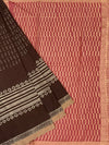 Earthy Crimson & Cocoa Brown Hand-Block Printed Cotton Kota Saree